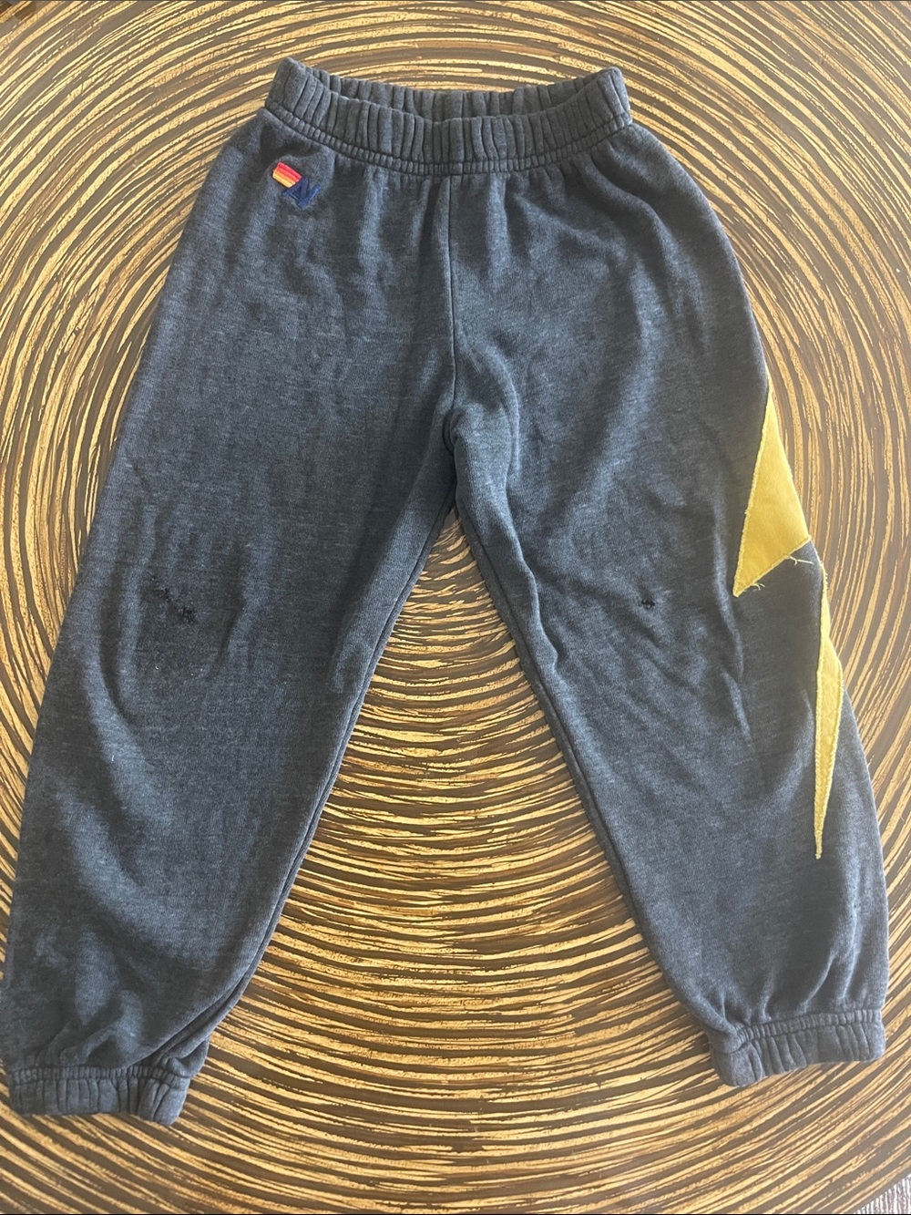 Aviator Nation Kids Charcoal Sweatpants with Yellow Star- Flaws noted in image